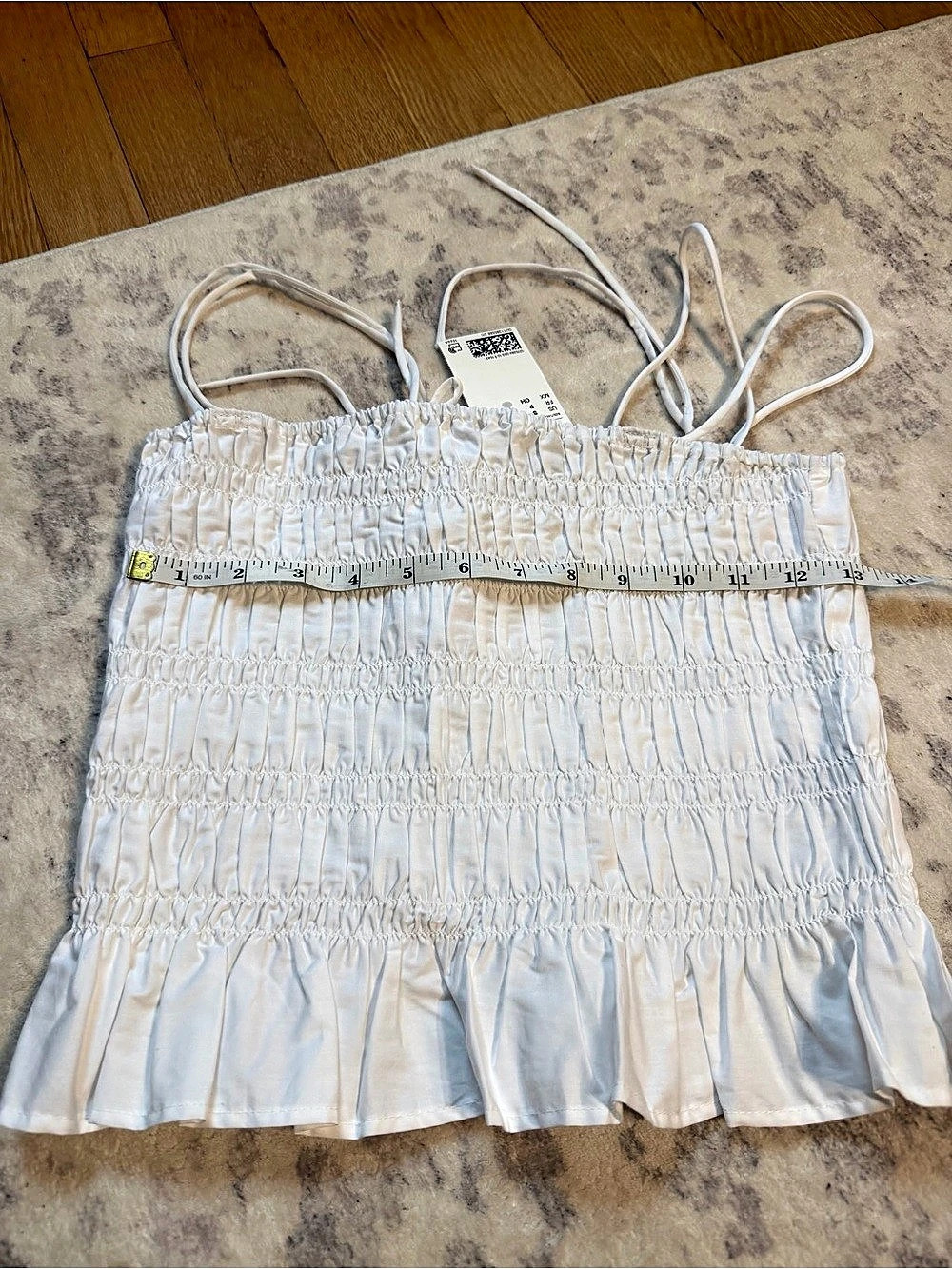 H&M Smocked Strappy Top White Crop Top NWT